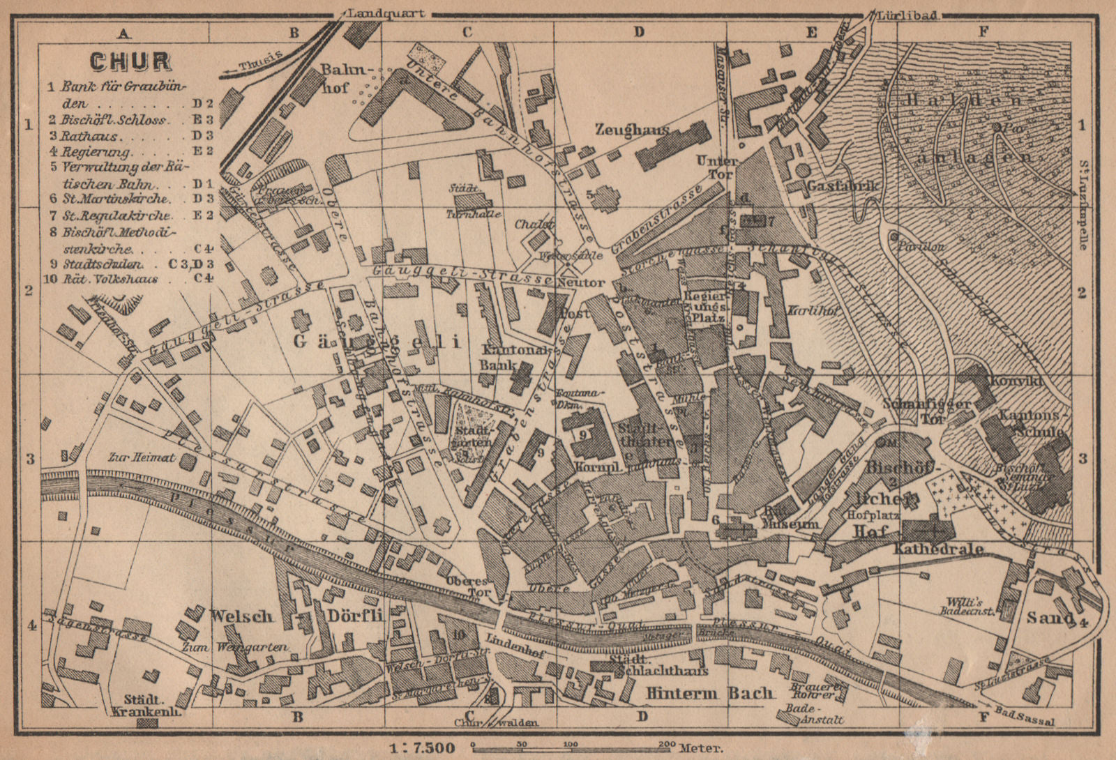 COIRE / CHUR. Chur. town city stadtplan. Switzerland Suisse Schweiz 1909 map